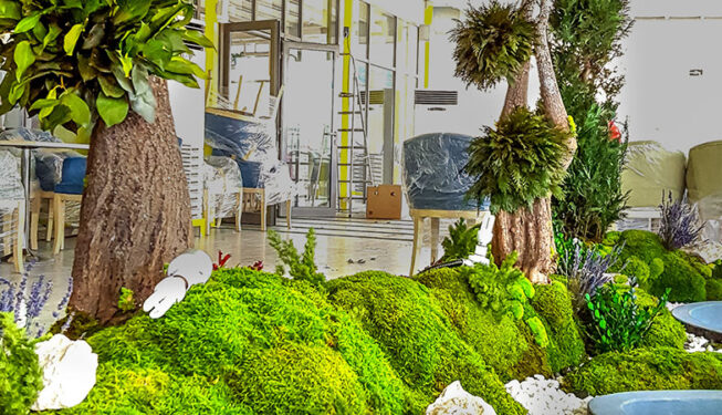 Preserved Indoor Landscape at Lemon Cafe